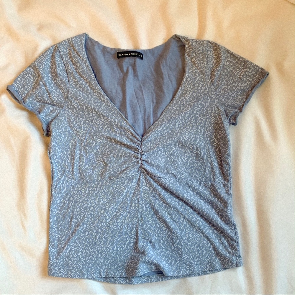 Brandy Melville Blue Flower Top